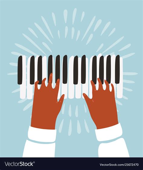 Two Hands A Piano And Music Notes Royalty Free Vector Image