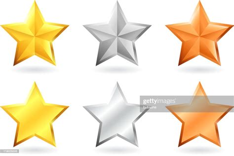 Metallic Star Designs In Gold Silver And Bronze High Res Vector Graphic