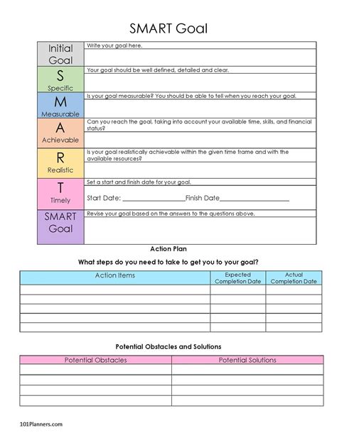 Smart Goals Worksheet Printable Pdf Therapy