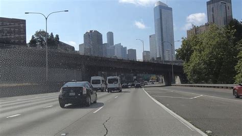 Driving Tour Through Out Seattle Downtown On Interstate 5 Southbound
