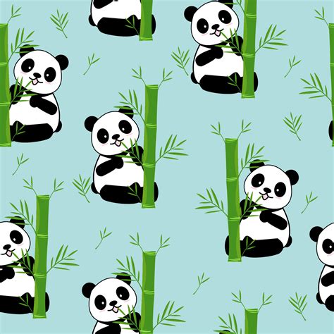 Cute Panda Seamless Pattern Background Cartoon Panda Bears Vector