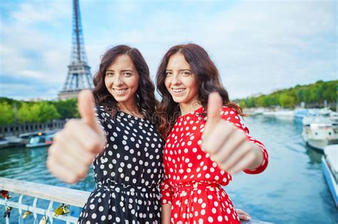 Beautiful Twin Sisters In Paris France Stock Image Image Of