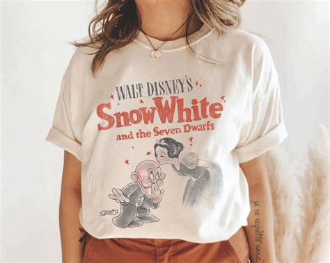 Snow White And Dopey Distressed Portrait Shirt Disney Princes T Shirt