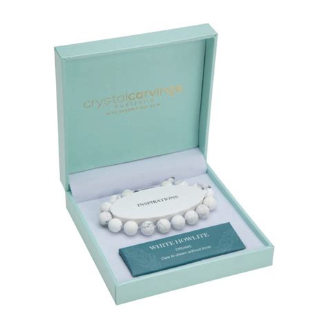 White Howlite Natural Stone Bracelet Gift Boxed Bramble Bay Co