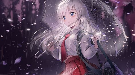 Desktop Wallpaper Beautiful Anime Girl Enjoying Rain