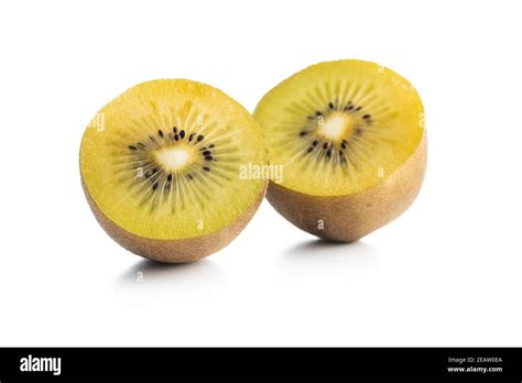 Ripe Yellow Kiwi Fruit Isolated On A White Background Stock Photo Alamy