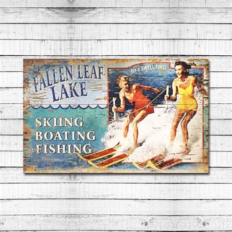 Water Skiing Custom Sign Personalized And Retro Lake Sign Lake Signs