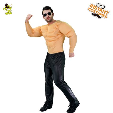 Mens Muscle Suit Costume Halloween Muscle Man Role Play Fancy Dress