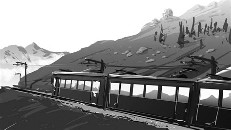 Elliot Gaudard Mountain Train Quick Sketch