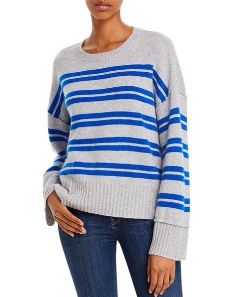 Aqua Cashmere Side Button Striped Cashmere Sweater 100 Exclusive In