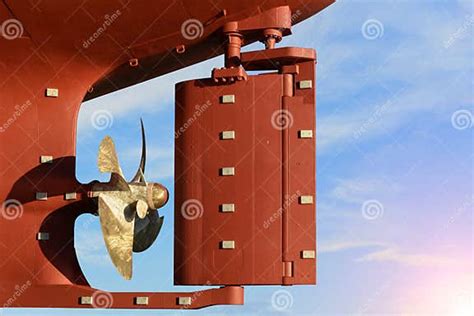 Propeller And Rudder Of Large Cargo Ships Aft Of The Commercial Ocean