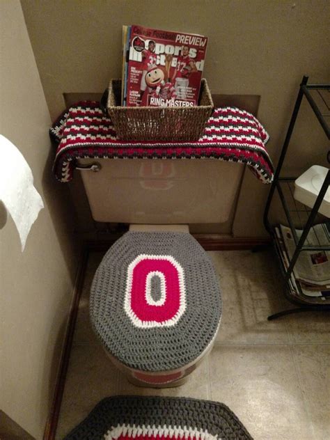 Ohio State Buckeyes Crochet Toilet Seat Cover Handmade Block Etsy