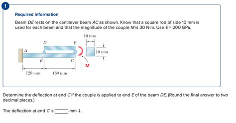 Solved Required Information Beam De Rests On The Cantilever