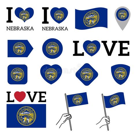 Flag Of Nebraska Set Of Vector Flags Stock Vector Illustration Of