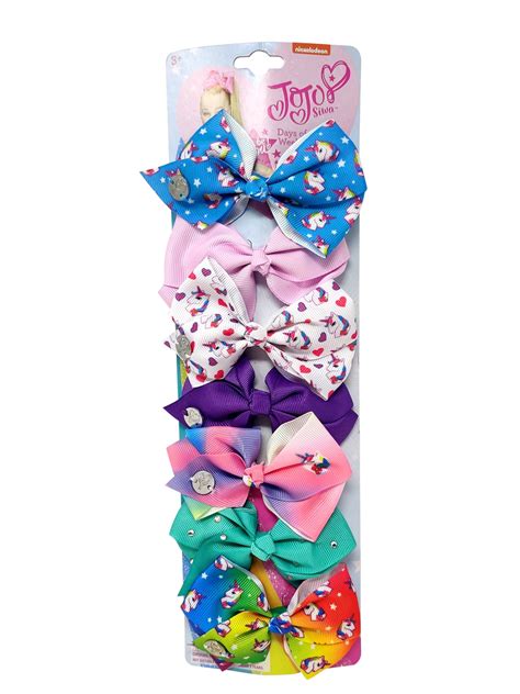 Jojo Siwa 7 Days Of The Week Bows With Unicorn And Rainbow Set