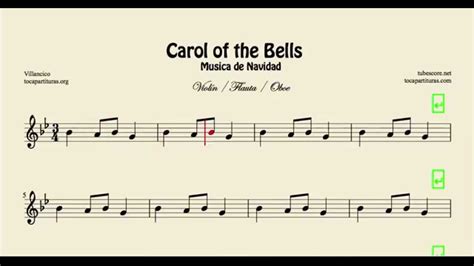 Carol Of The Bells Sheet Music For Violin Flute And Oboe Christmas Carol Youtube