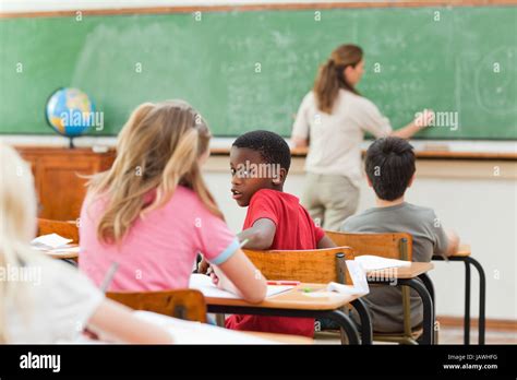 Students Talking During Class Stock Photo Alamy