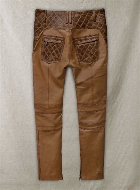 Carrier Burnt Tan Leather Pants Made To Measure Custom Jeans For Men