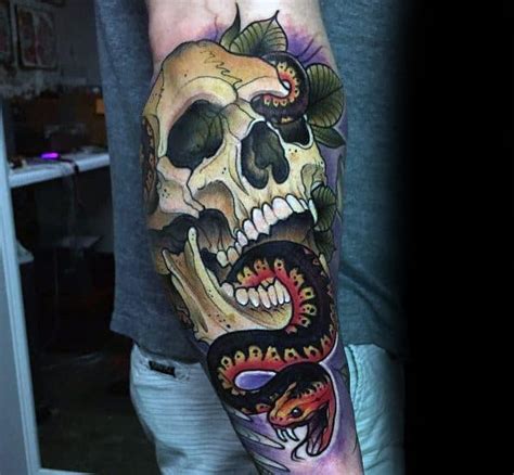 Image result for neo traditional snake tattoo with images. 40 Neo Traditional Snake Tattoo Ideas For Men - Serpent ...