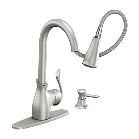 Kohler kitchen faucets are priced right on the average point that most homeowners feel comfortable spending during a remodel or construction project. Faucet.com | CA87006SRS in Spot Resist Stainless by Moen