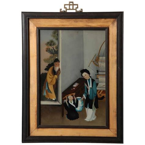 Late 19th Century Chinese Export Reverse Glass Painting At 1stdibs