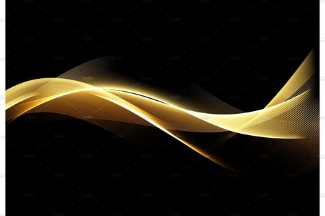 Abstract Shiny Color Gold Wave Gold Waves Abstract Dark Background
