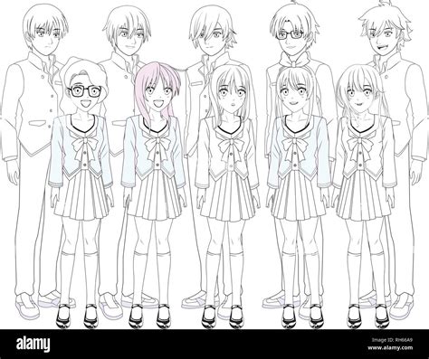 Anime Manga Group Stock Vector Image And Art Alamy