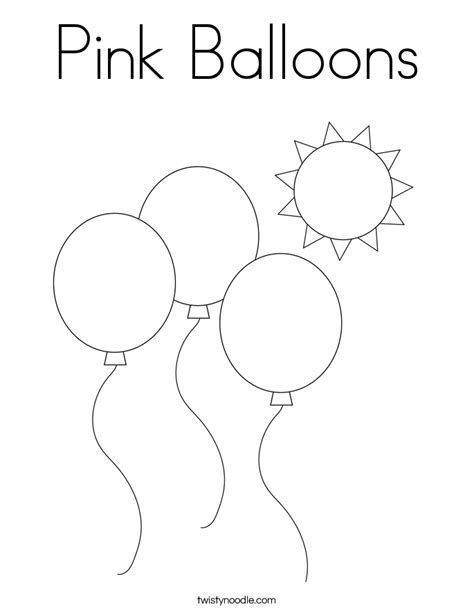 Pink Balloons Coloring Page Twisty Noodle