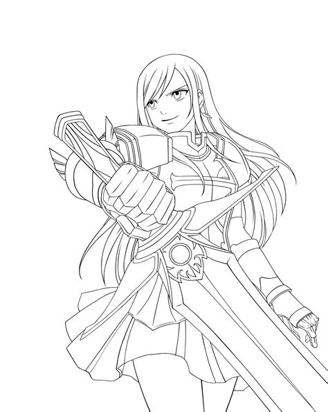 Erza Scarlet Fairy Tail Coloring Pages Sketch Coloring Page Adult Coloring Book Pages Colouring