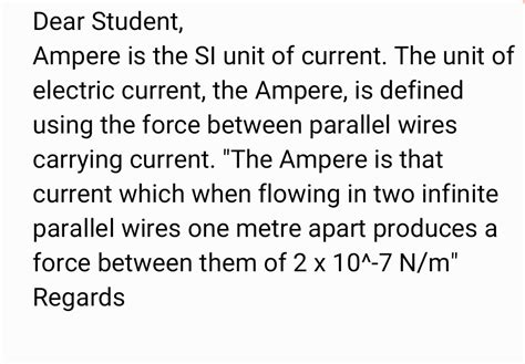 Define Si Unit Of Current In Terms Of Force Between Two Current