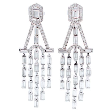 18 Karat White Gold Diamond Chandelier Earrings For Sale At 1stDibs