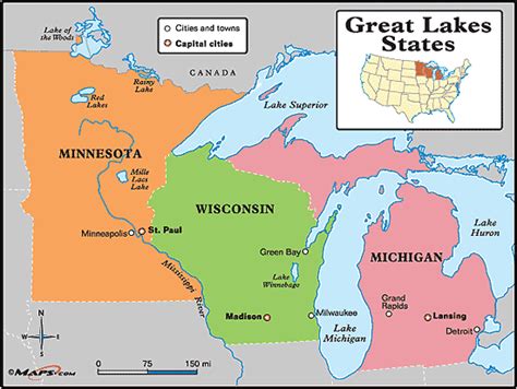 Great Lakes States Map By From Worlds Largest Map