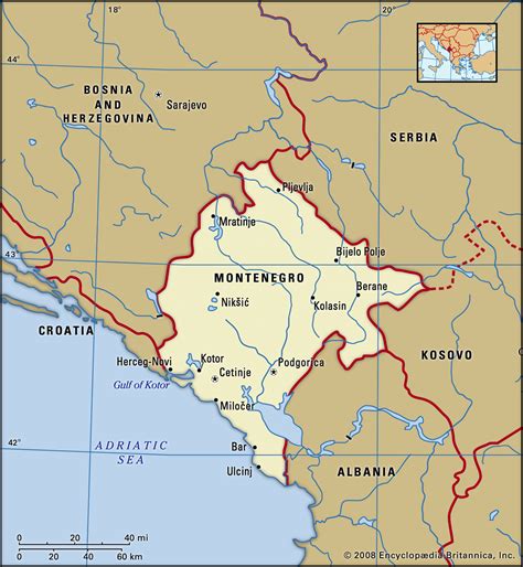 Montenegro On Map Of Europe Map Vector
