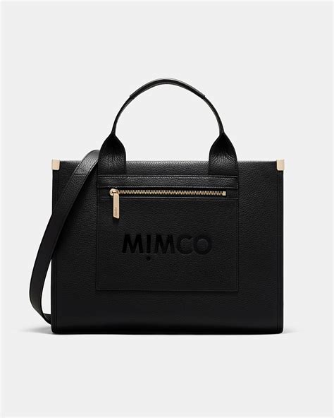 Black Light Gold Patch Leather Tote Bag Bags Mimco