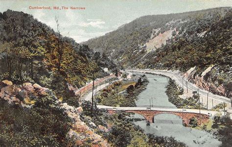 Cumberland Maryland The Narrows Birdseye View Bridge Antique Postcard
