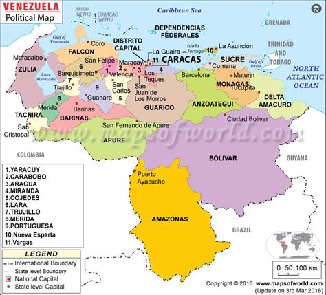 Large Political Map Of Venezuela With Roads And Major