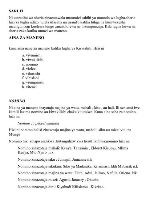 Grade 8 Kiswahili Notes Term 1 15254
