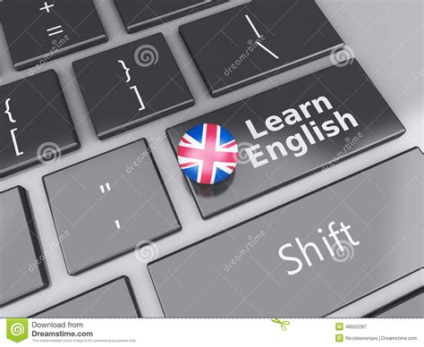 3d Learn English On Computer Keyboard. Education Concept Stock ...