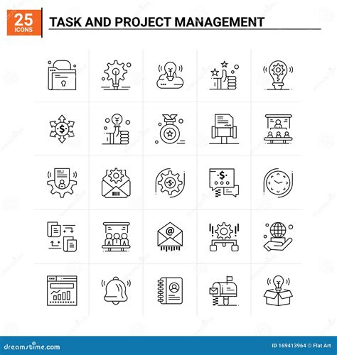 25 Task And Project Management Icon Set Vector Background Stock Vector