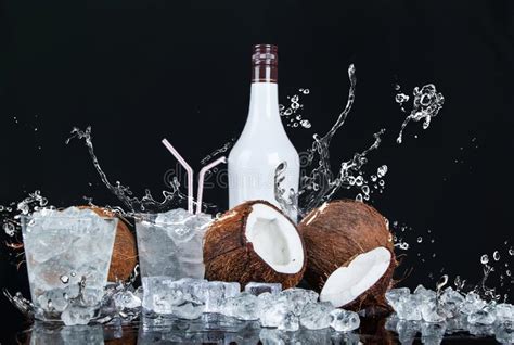 Coconut With Ice Cubes Stock Image Image Of Shell Botanical 158863325