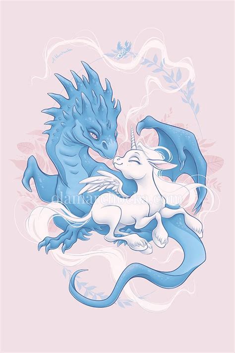 Dragon And Unicorn Unlikely Couple By Aleksandracupcake Cute Dragon