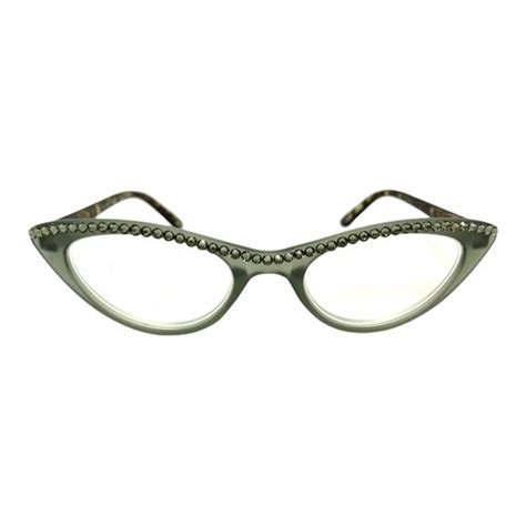 unused gray rhinestone cat eye glasses vintage cateye etsy