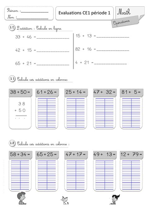 Evaluations Ce1 1er Semestre Math 2 Math Multiplication 1st Grade
