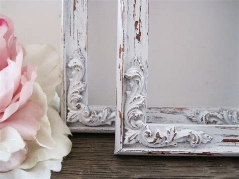 Antique White Picture Frame Set Of 2 Shabby Chic Wall Decor