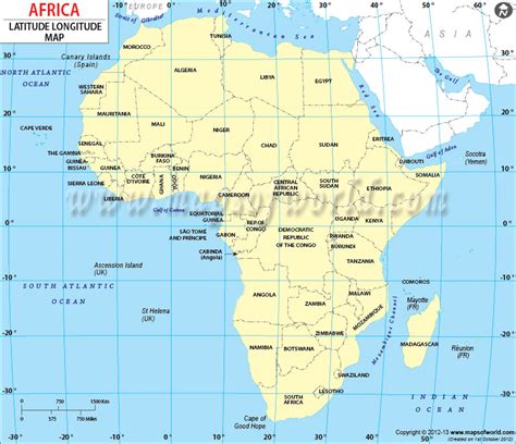 Africa Latitude And Longitude Map Socotra Maputo Cairo Tanzania