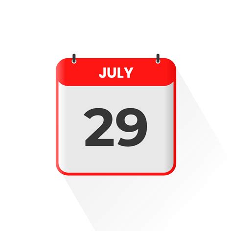 29th July calendar icon. July 29 calendar Date Month icon vector