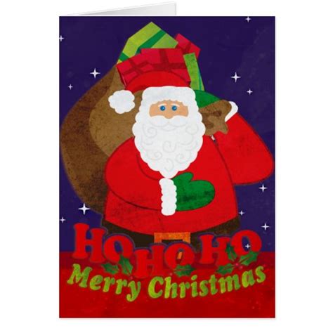 Ho Ho Ho Merry Christmas Santa Sack Night Card Zazzle