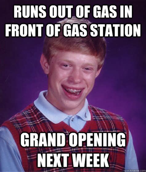 Runs Out Of Gas In Front Of Gas Station Grand Opening Next Week Bad