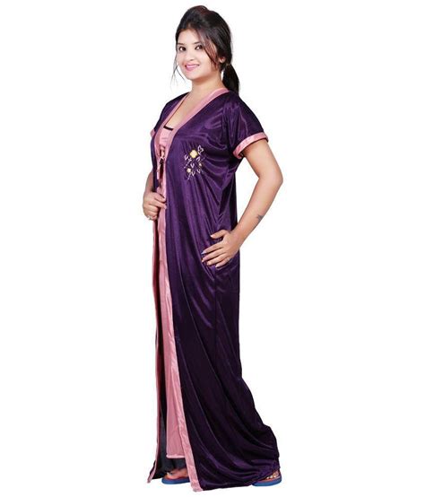 Buy Mahaarani Purple Satin Nighty And Night Gowns Online At Best Prices