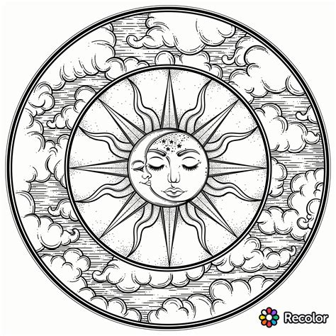 Sun Moon Mandala Coloring Pages